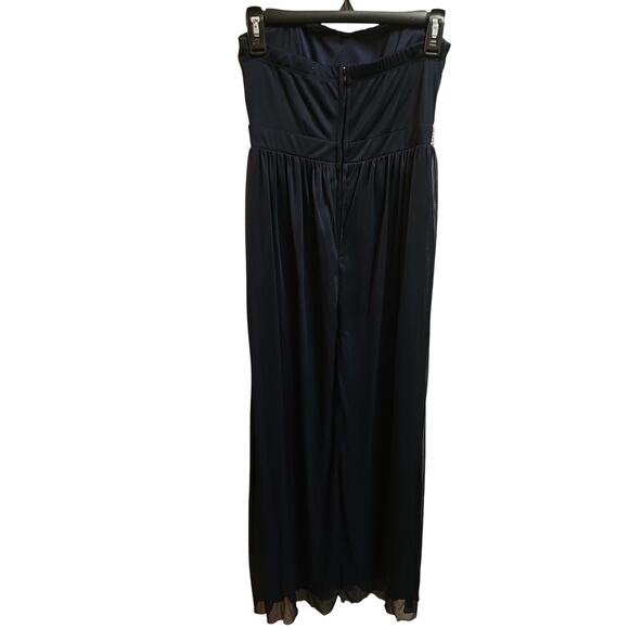 Crystal Dolls Navy Blue Maxi Dress Size 5 — Strapless/Sleeveless Long Tiered Hem - Picture 4 of 6